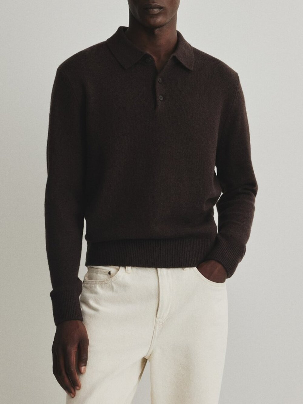 Kit and Ace long sleeve polo sweater brown men's size S
